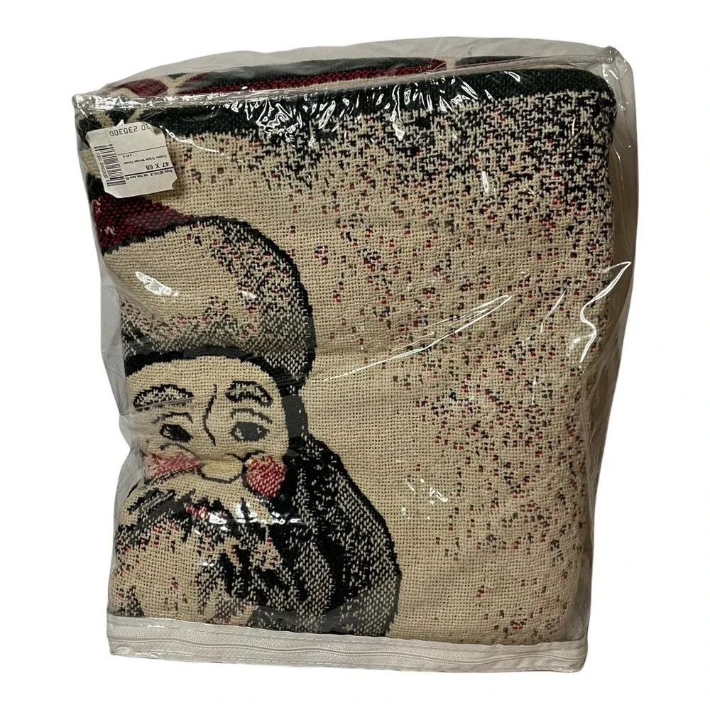 Color Forum Holiday Throw Blanket Woven Tapestry Old Time‎ Christmas Santa 68x47